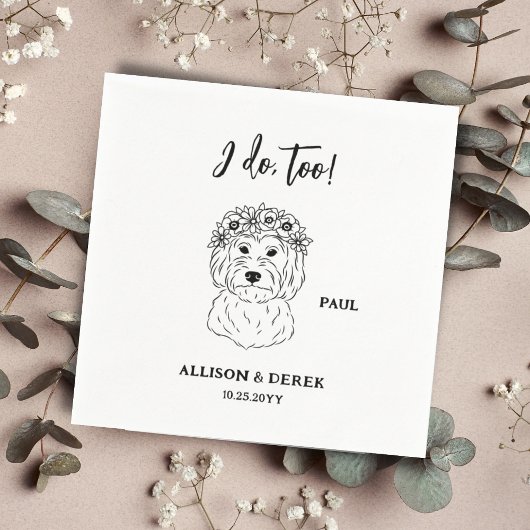 Ik ook | Custom Minimalist Dog Pet Name Wedding Servet