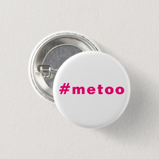 Ik ook, #metoo, pride roze magenta fuchsia white ronde button 3,2 cm (Voorkant /achterkant)