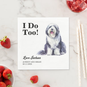 Ik ook! Oud-Engelse schapendoek servetten met foto