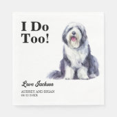 Ik ook! Oudengelse herdershond bruiloft huisdier Servet (Voorkant)