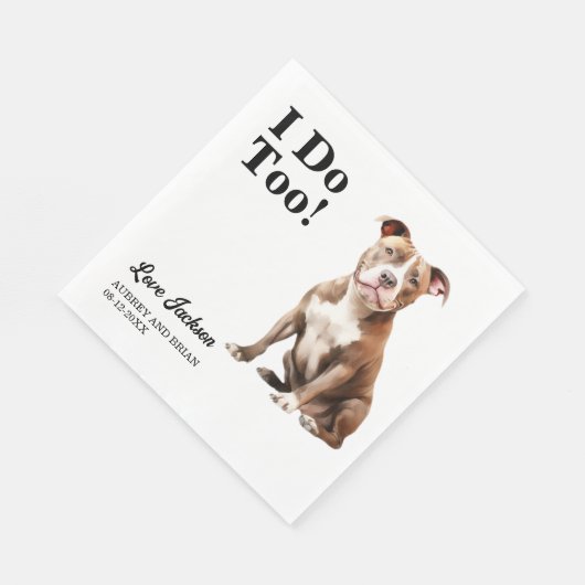 Ik ook! Pitbull Hond bruiloft huisdier Servet (Hoek)