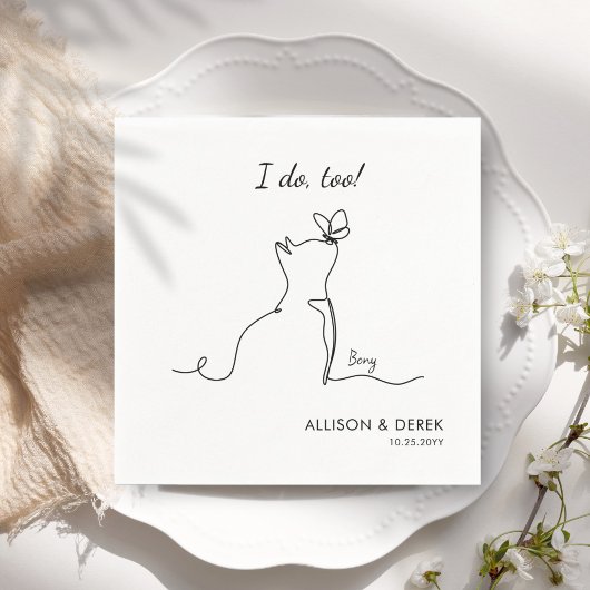 Ik ook | Schattigee Pet Name Minimalist Cat Weddin Servet