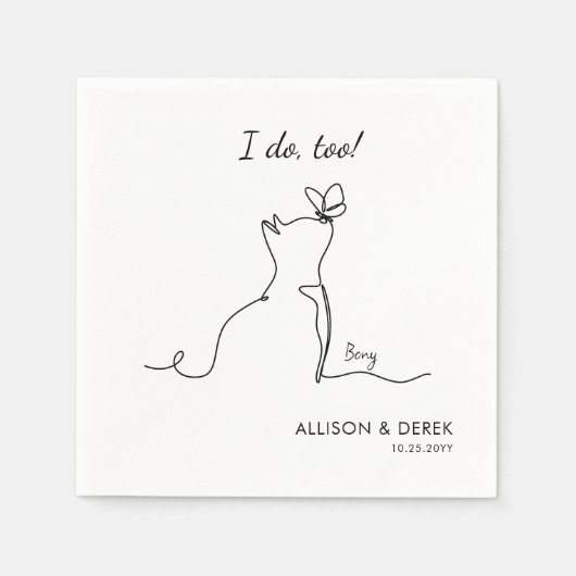 Ik ook | Schattigee Pet Name Minimalist Cat Weddin Servet (Voorkant)