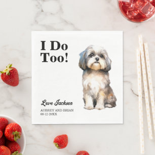 Ik ook! Shih Tzu hond huwelijks servetten met foto