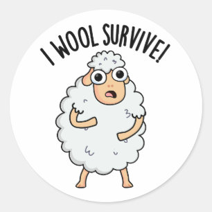 Ik overleef grap over schapenwol ronde sticker