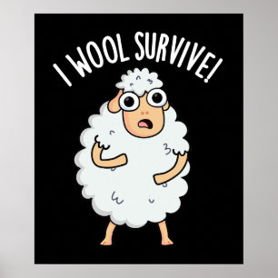 Ik overleef wol Funny schaap woordgrap Donkere ach Poster