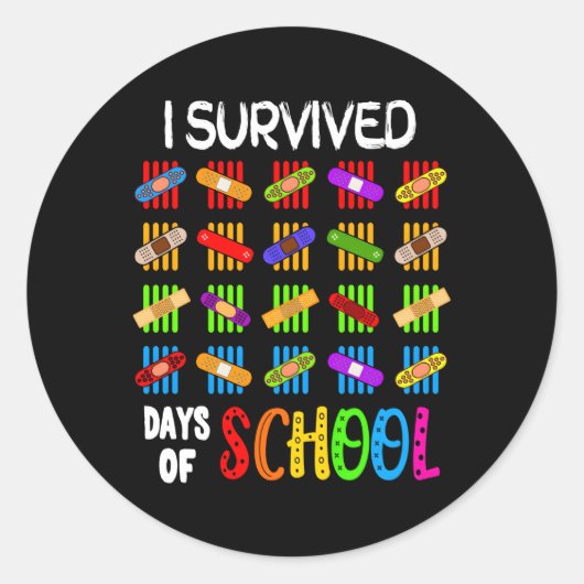Ik overleefde 100 dagen schoolleraar Band Aid Ronde Sticker (Voorkant)