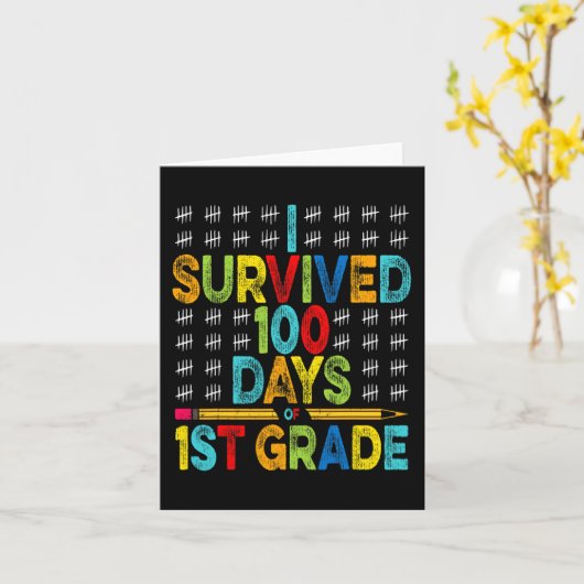 Ik overleefde 100 dagen van 1e klas 100e dag van d kaart (Gele Bloem)