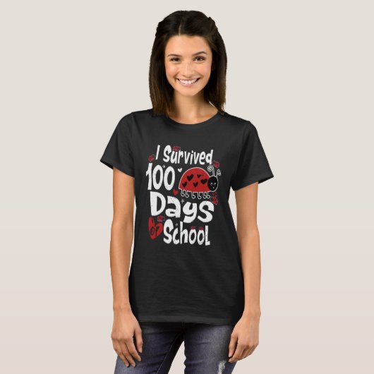 Ik overleefde 100 dagen van school bug leraar Kind T-shirt (Voorkant volledig)