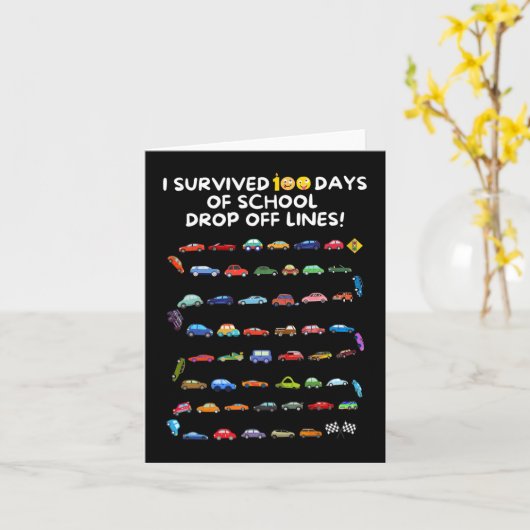Ik overleefde 100 dagen van school drop off lijnen kaart (Gele Bloem)