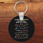 Ik overleefde 100 dagen van school drop off lijnen sleutelhanger (Voorkant)