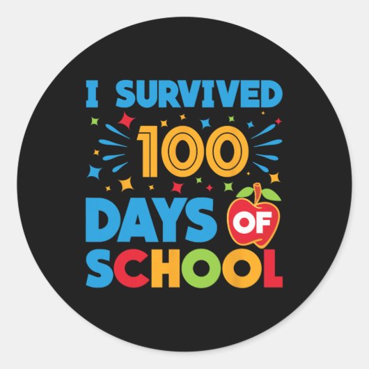Ik overleefde 100 dagen van school Gelukkige 100st Ronde Sticker (Voorkant)