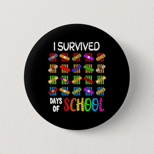 Ik overleefde 100 dagen van schoolleraar en Kinder Ronde Button 5,7 Cm (Voorkant)
