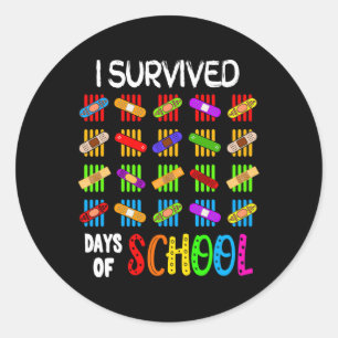 Ik overleefde 100 dagen van schoolleraar en Kinder Ronde Sticker