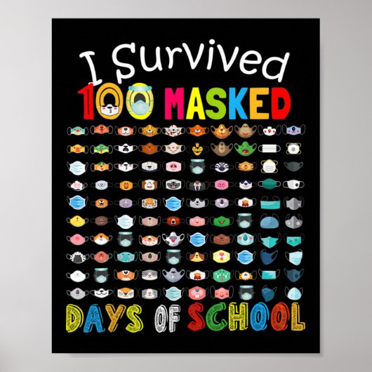 Ik overleefde 100 gemaskerde dagen op school 100 l poster (Voorkant)