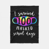 Ik overleefde 100 gemaskerde schooldagen Tie Dye Fleece Deken (Voorkant)