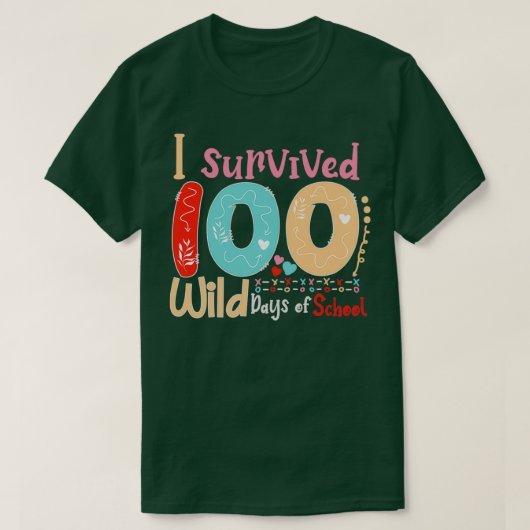 Ik overleefde 100 wilde schooldagen t-shirt (Design voorkant)