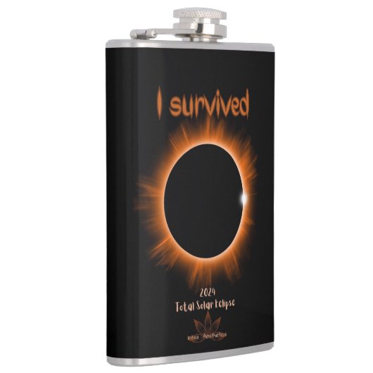 Ik overleefde 2024 Eclipse Vinyl gewikkelde kolf Heupfles (Rechts)