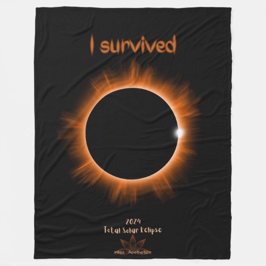 Ik overleefde 2024 Solar Eclipse Fleece Deken (Voorkant)