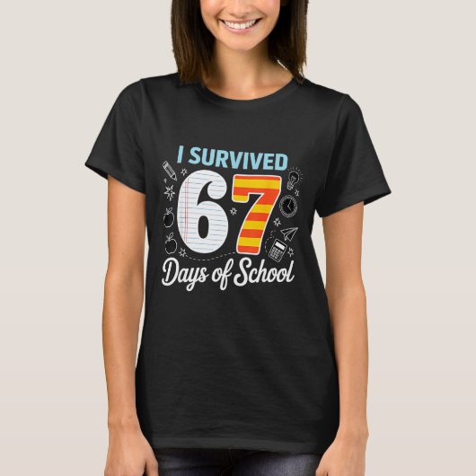Ik overleefde 67 dagen school Cl papier meme T-shirt (Voorkant)