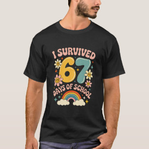 Ik overleefde 67 dagen school Gen Alpha-slang Retr T-shirt