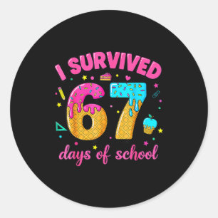 Ik overleefde 67 dagen school ijs druppel zes se ronde sticker