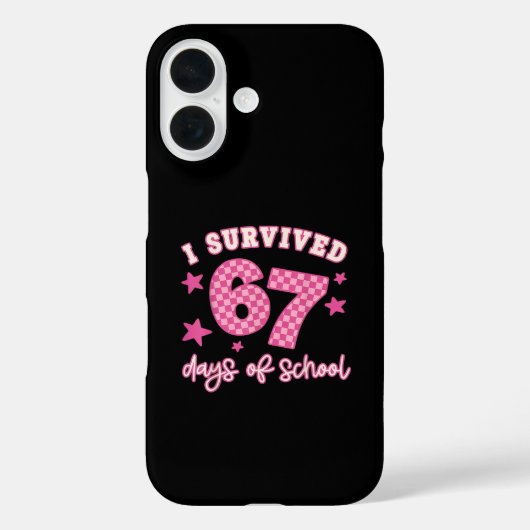 Ik overleefde 67 Zes Zeven dagen geruite school Case-Mate iPhone Case (Achterkant)