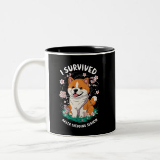 Ik overleefde Akita Inu afwerpen seizoen grappig Tweekleurige Koffiemok