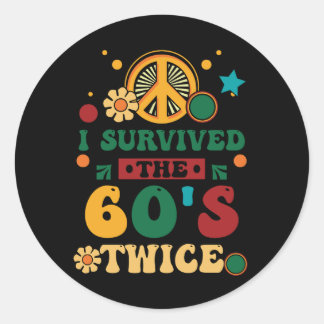 Ik overleefde de 60er jaren tweemaal 60 jaar oude ronde sticker