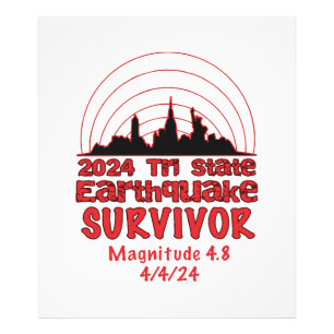 Ik overleefde de aardbeving in NYC Tri State 2024 Foto Afdruk