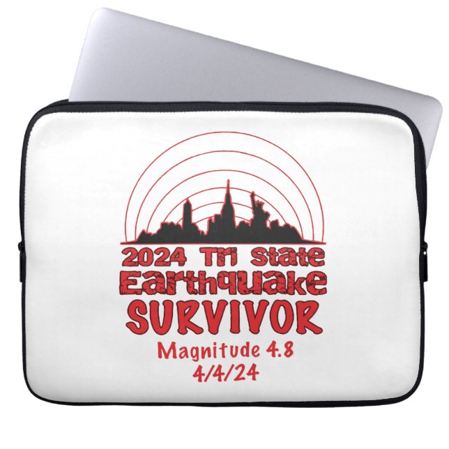 Ik overleefde de aardbeving in NYC Tri State 2024 Laptop Sleeve (Voorkant)
