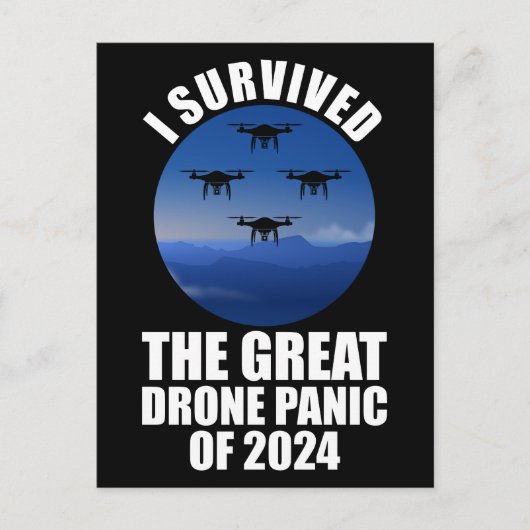 Ik overleefde de grote drone-paniek van 2024 briefkaart (Voorkant)