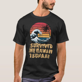 Ik overleefde de Hawaii Tsunami Retro Sunset T-shirt