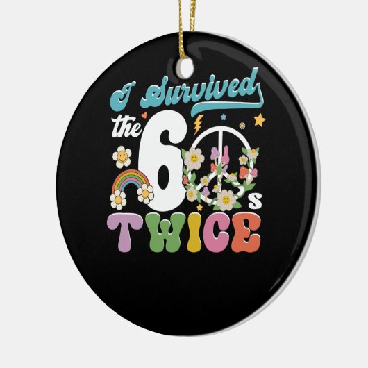 Ik overleefde de jaren 60 twee keer ouderwetse erw keramisch ornament (Links)