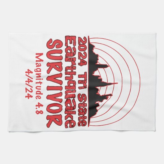 Ik overleefde de NYC aardbeving Tri State 2024 Theedoek (Horizontaal)