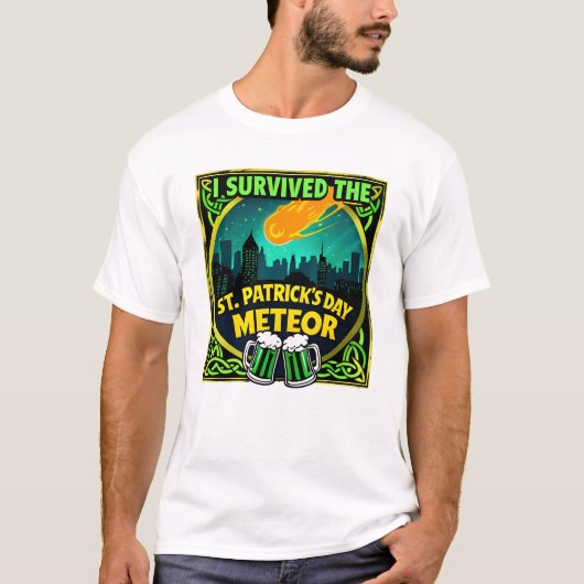 Ik overleefde de St. Patrick's Day Meteor-biertjes T-shirt (Voorkant)