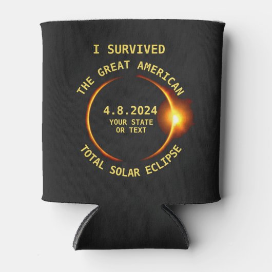 Ik overleefde de totale zonsverduistering 4.8.2024 blikjeskoeler (Voorkant)