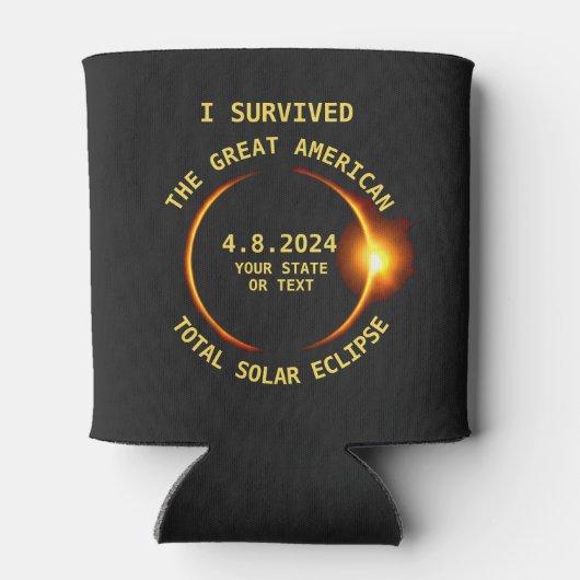 Ik overleefde de totale zonsverduistering 4.8.2024 blikjeskoeler (Achterkant)