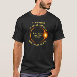 Ik overleefde de totale zonsverduistering 4.8.2024 t-shirt