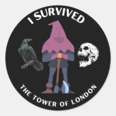 Ik overleefde de Tower of London Dark Ronde Sticker (Voorkant)