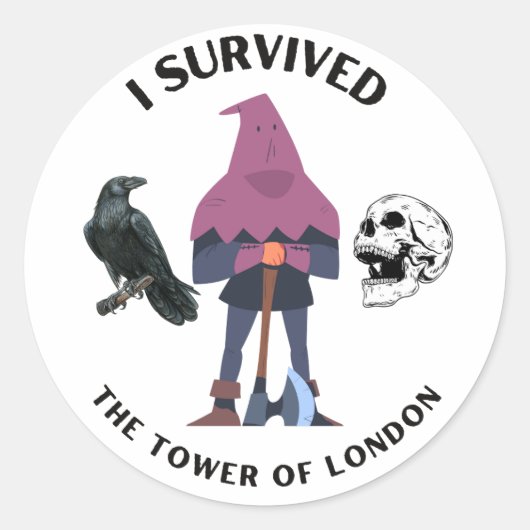 Ik overleefde de Tower of London White Ronde Sticker (Voorkant)