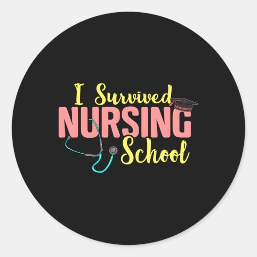 Ik overleefde de verpleegkunde school geregistreer ronde sticker (Voorkant)