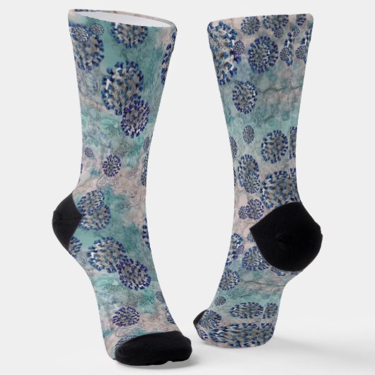 Ik overleefde het blauwe abstracte virus sokken (Gebogen)