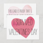 Ik overleefde het Briefkaart van de Valentijnsdag (Voorkant / Achterkant)