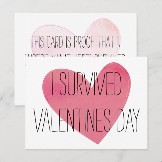 Ik overleefde het Briefkaart van de Valentijnsdag (Voorkant / Achterkant)
