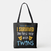 Ik overleefde het eerste jaar met een tweeling tote bag (Achterkant)