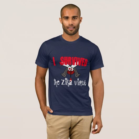 "Ik overleefde het zikavirus" met mug T-shirt (Voorkant volledig)
