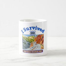 Ik overleefde Hwy 550, San Juan Skyway, Colorado Koffiemok