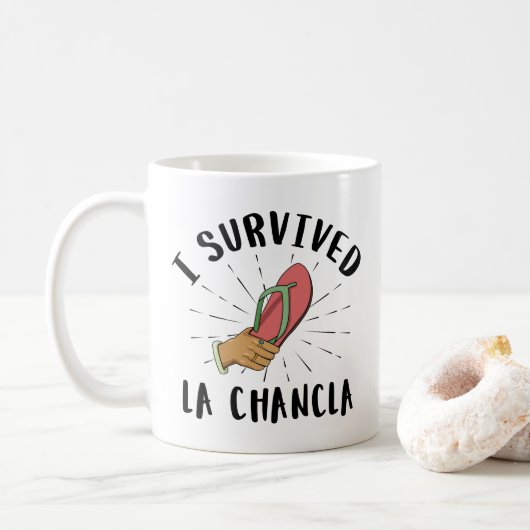 Ik overleefde La Chancla - Mexicaanse moeder grapp Koffiemok (Met donut)