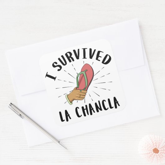 Ik overleefde La Chancla - Mexicaanse moeder grapp Vierkante Sticker (Envelop)